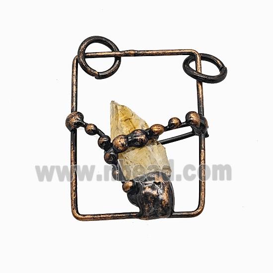 Gemstone Pendant, Red Copper Plated
