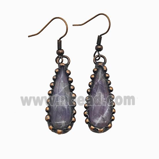Gemstone Earring, Red Copper Plated