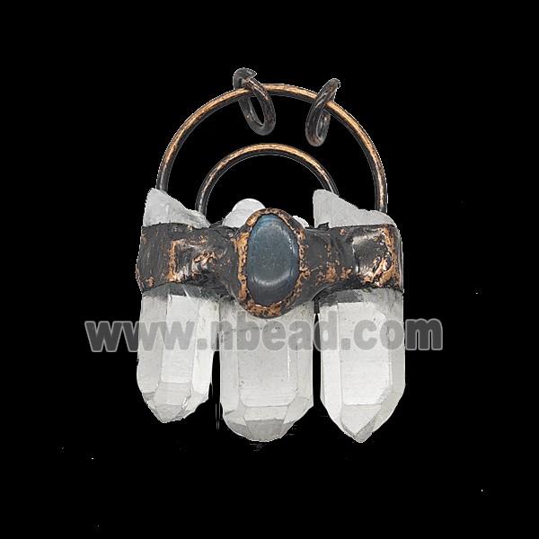 Gemstone Earring, Red Copper Plated