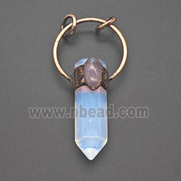Gemstone Pendant, Red Copper Plated