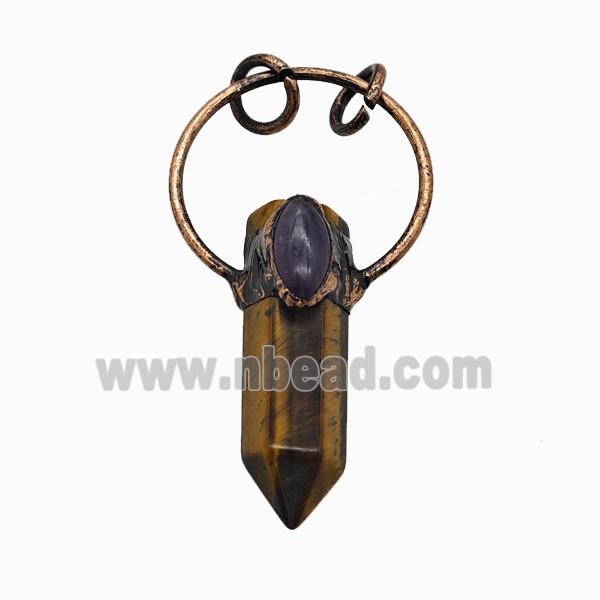 Gemstone Pendant, Red Copper Plated