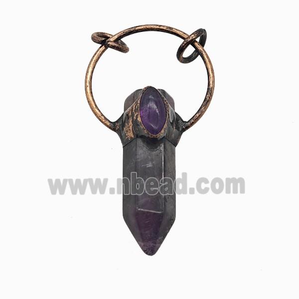 Gemstone Pendant, Red Copper Plated