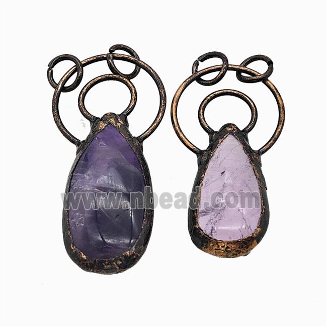 Gemstone Pendant, Red Copper Plated