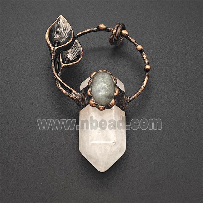Gemstone Pendant, Red Copper Plated
