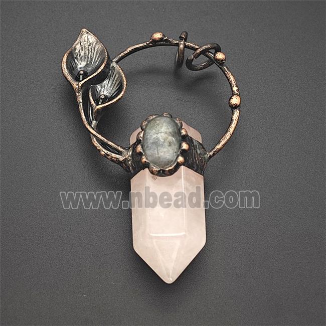 Gemstone Pendant, Red Copper Plated