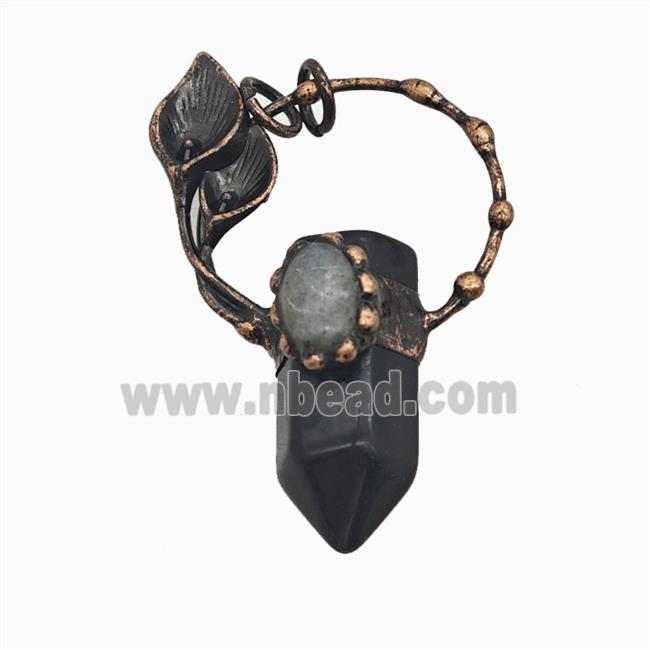Gemstone Pendant, Red Copper Plated