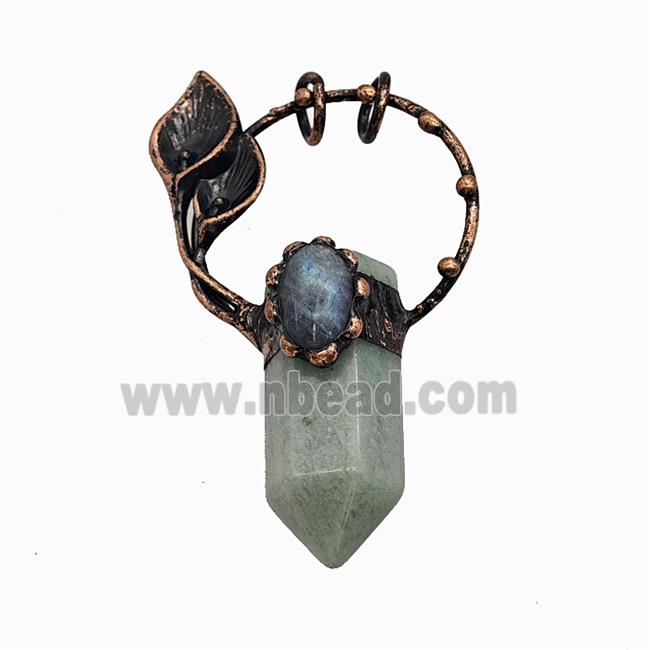 Gemstone Pendant, Red Copper Plated