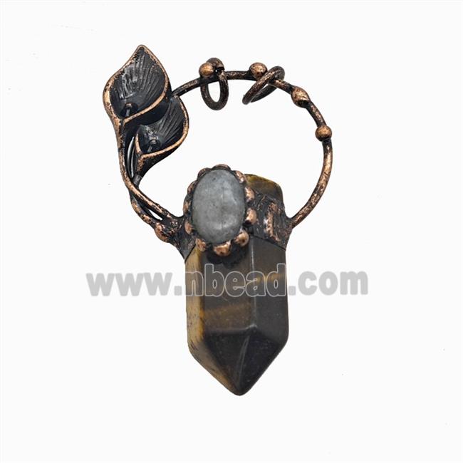 Gemstone Pendant, Red Copper Plated
