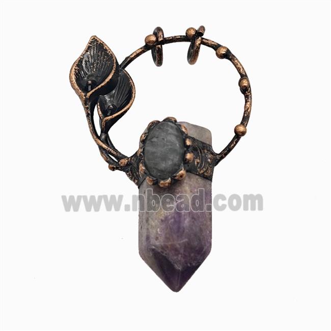 Gemstone Pendant, Red Copper Plated