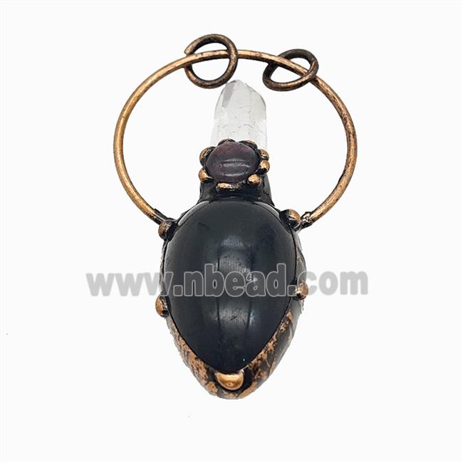 Gemstone Pendant, Red Copper Plated