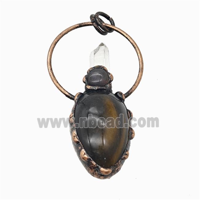 Gemstone Pendant, Red Copper Plated