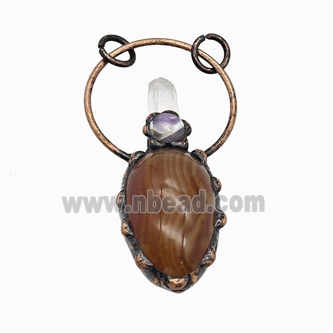 Gemstone Pendant, Red Copper Plated