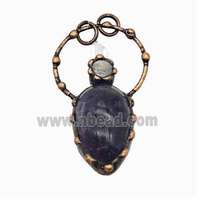 Gemstone Pendant, Red Copper Plated