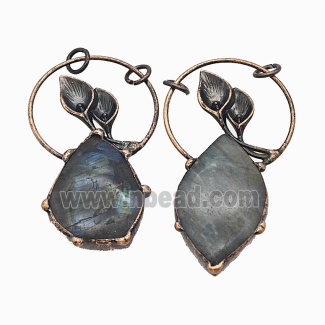 Gemstone Pendant, Red Copper Plated