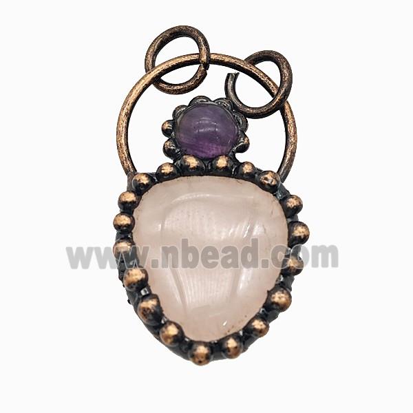 Gemstone Pendant, Red Copper Plated