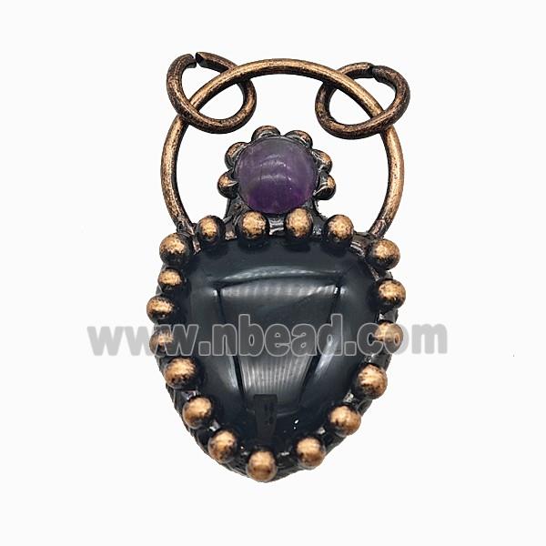 Gemstone Pendant, Red Copper Plated