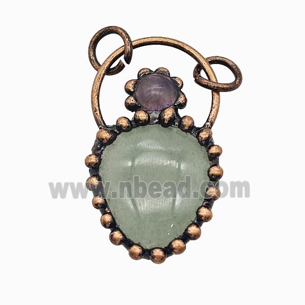 Gemstone Pendant, Red Copper Plated