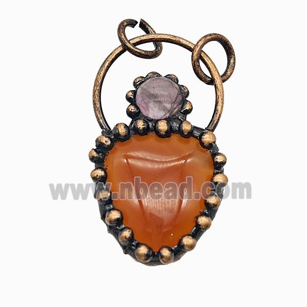 Gemstone Pendant, Red Copper Plated