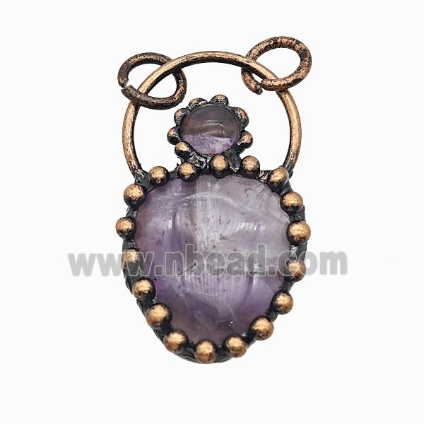 Gemstone Pendant, Red Copper Plated