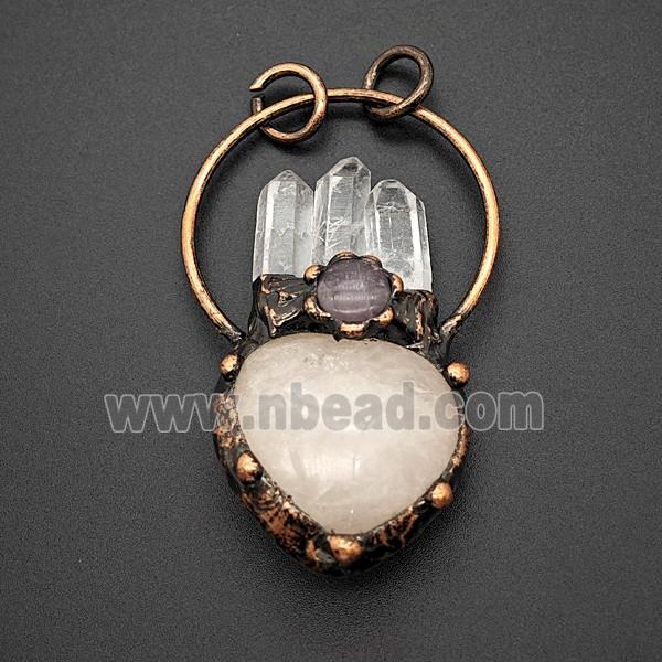 Gemstone Pendant, Red Copper Plated
