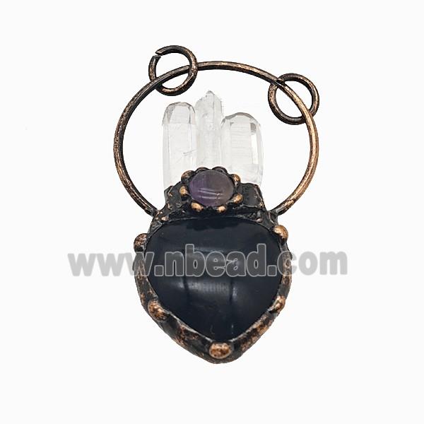 Gemstone Pendant, Red Copper Plated