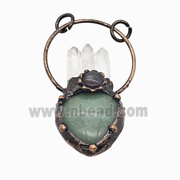 Gemstone Pendant, Red Copper Plated