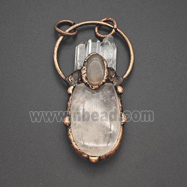 Gemstone Pendant, Red Copper Plated