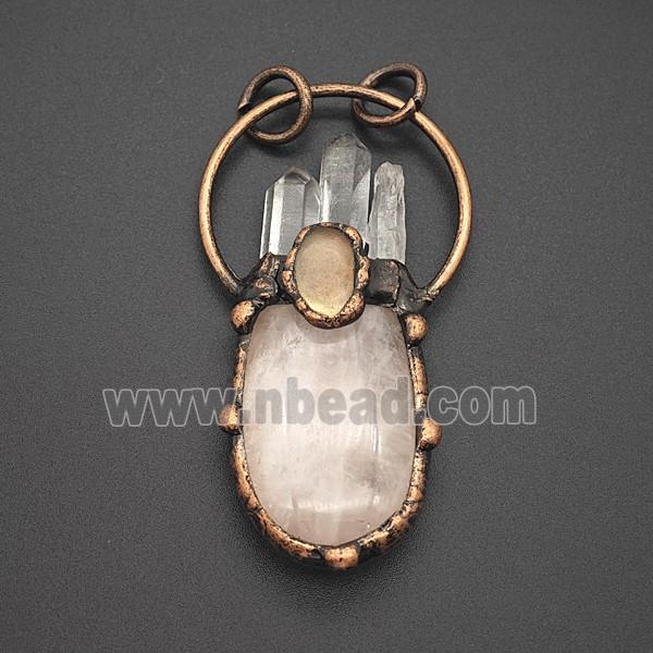 Gemstone Pendant, Red Copper Plated