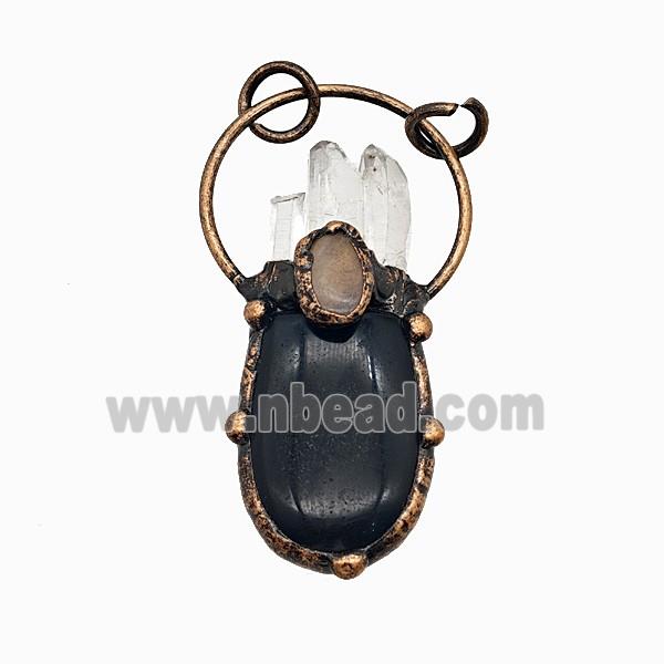 Gemstone Pendant, Red Copper Plated