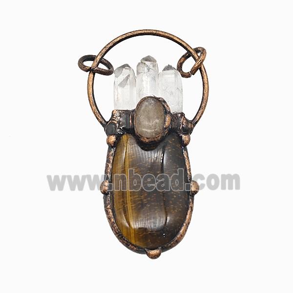 Gemstone Pendant, Red Copper Plated