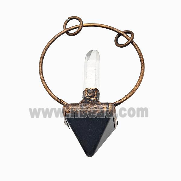 Gemstone Pendant, Red Copper Plated
