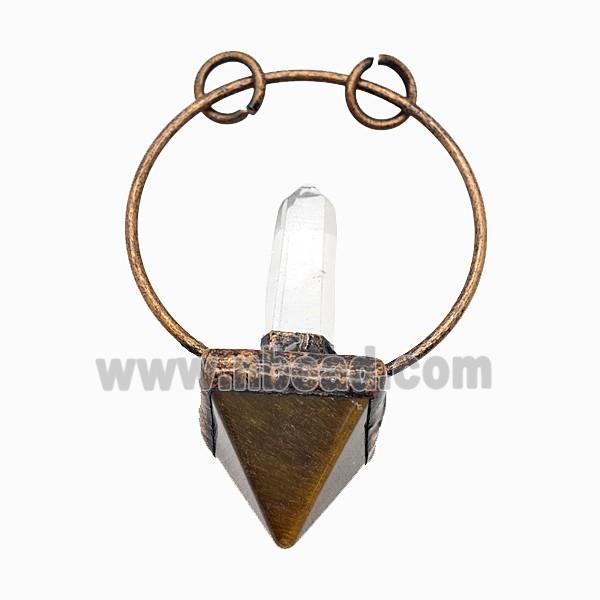 Gemstone Pendant, Red Copper Plated