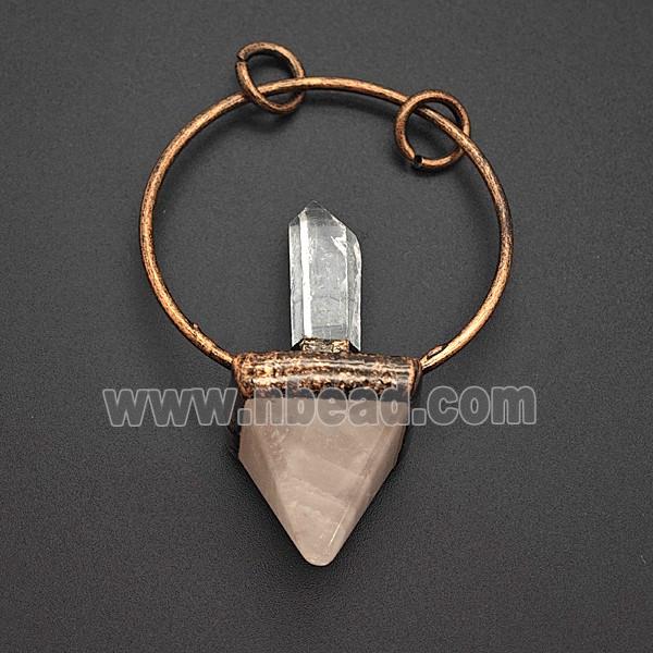 Gemstone Pendant, Red Copper Plated
