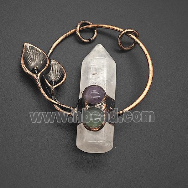 Gemstone Pendant, Red Copper Plated