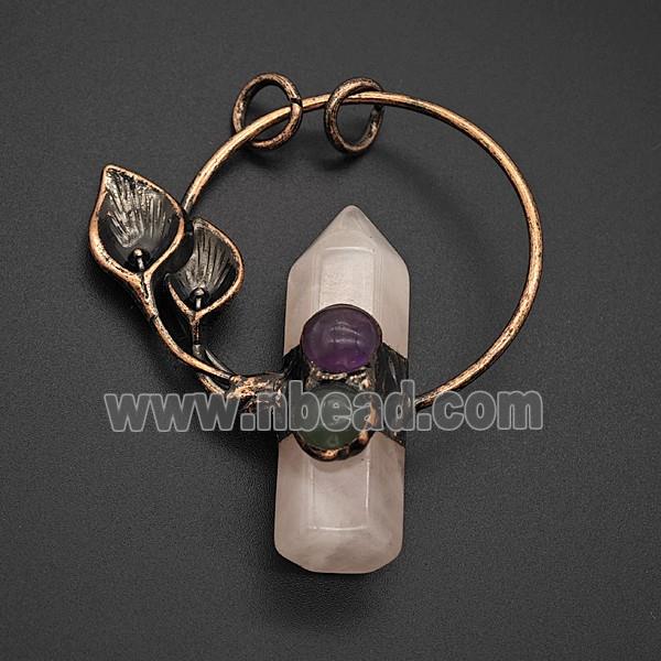 Gemstone Pendant, Red Copper Plated