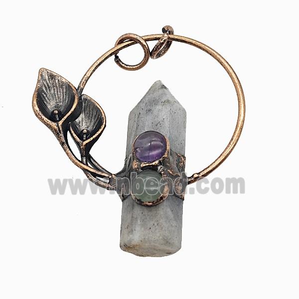 Gemstone Pendant, Red Copper Plated