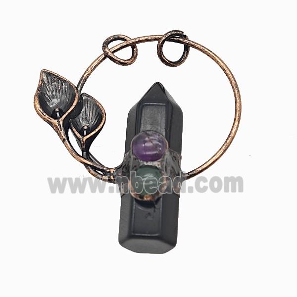 Gemstone Pendant, Red Copper Plated
