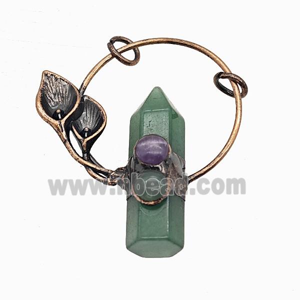 Gemstone Pendant, Red Copper Plated