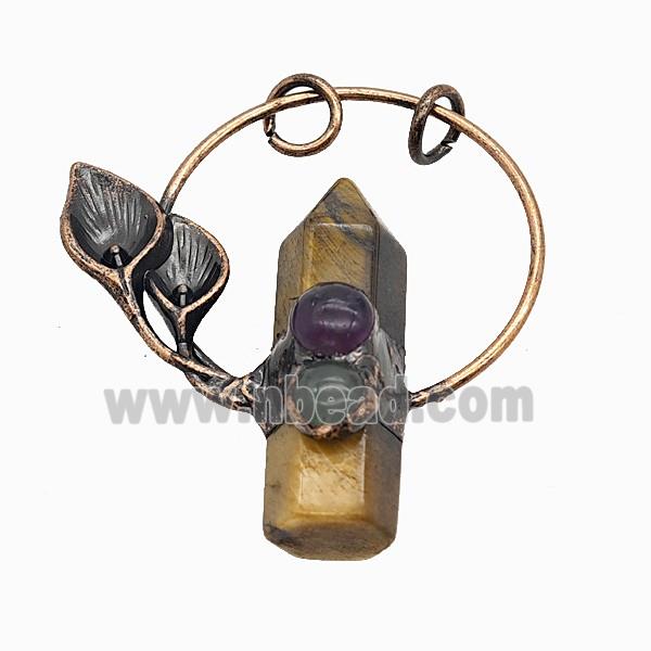 Gemstone Pendant, Red Copper Plated