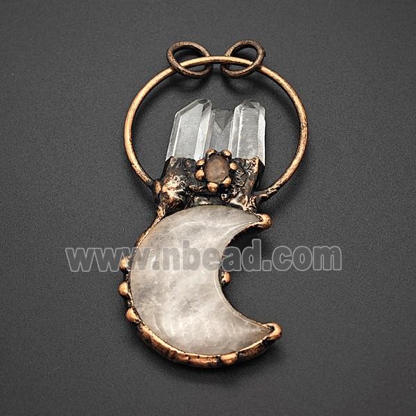 Gemstone Pendant, Red Copper Plated