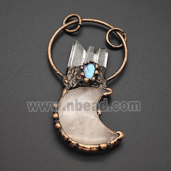 Gemstone Pendant, Red Copper Plated