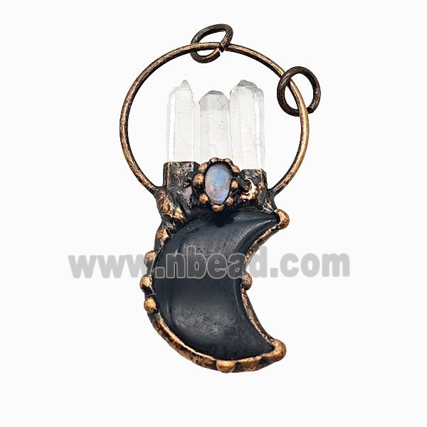 Gemstone Pendant, Red Copper Plated