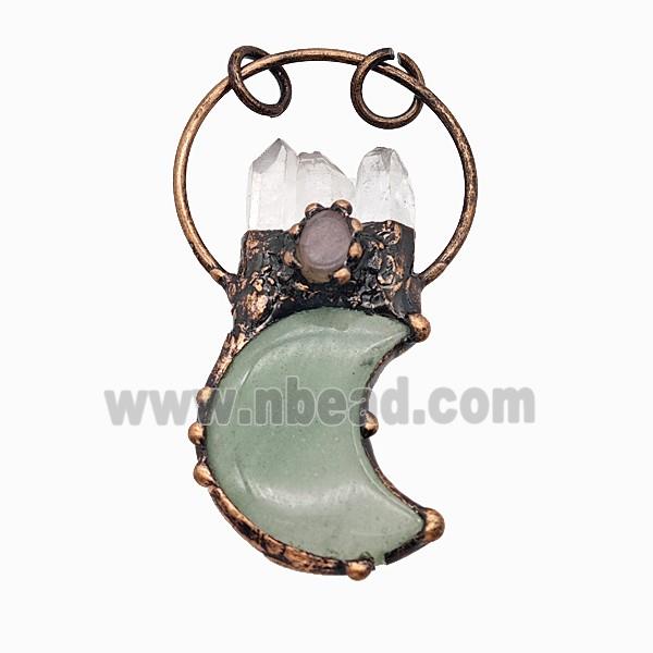 Gemstone Pendant, Red Copper Plated