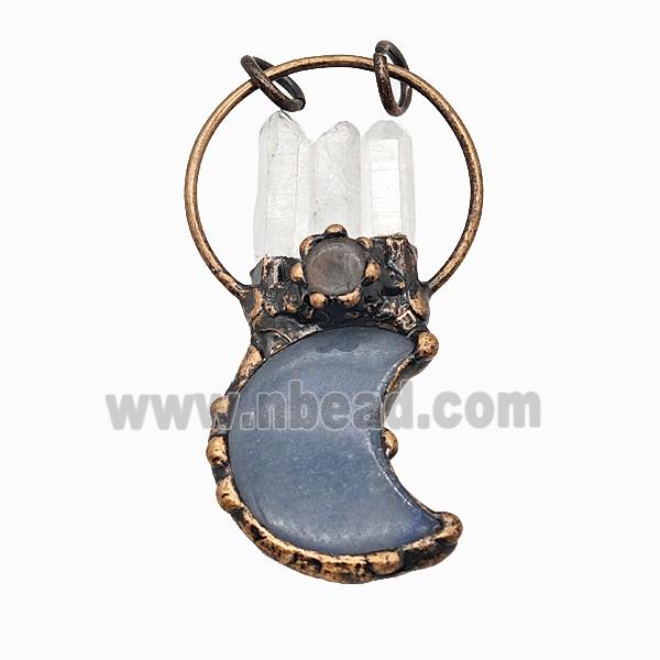 Gemstone Pendant, Red Copper Plated
