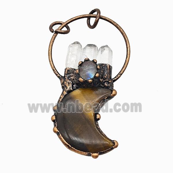 Gemstone Pendant, Red Copper Plated