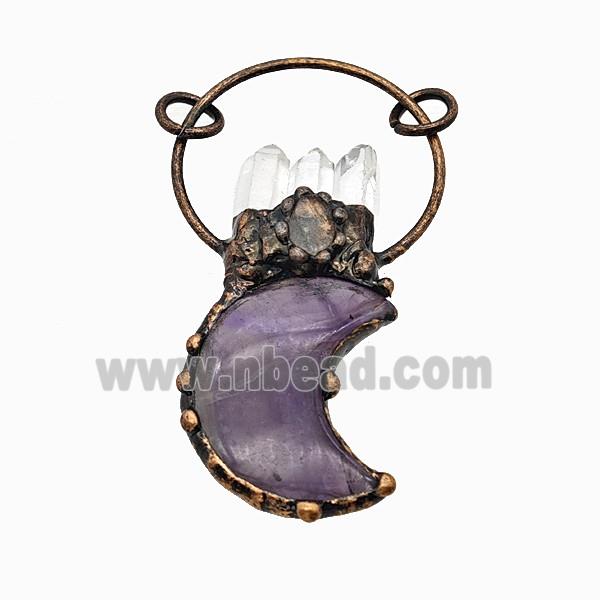 Gemstone Pendant, Red Copper Plated