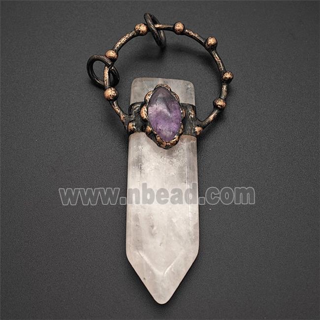 Gemstone Pendant, Red Copper Plated