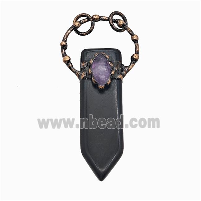 Gemstone Pendant, Red Copper Plated