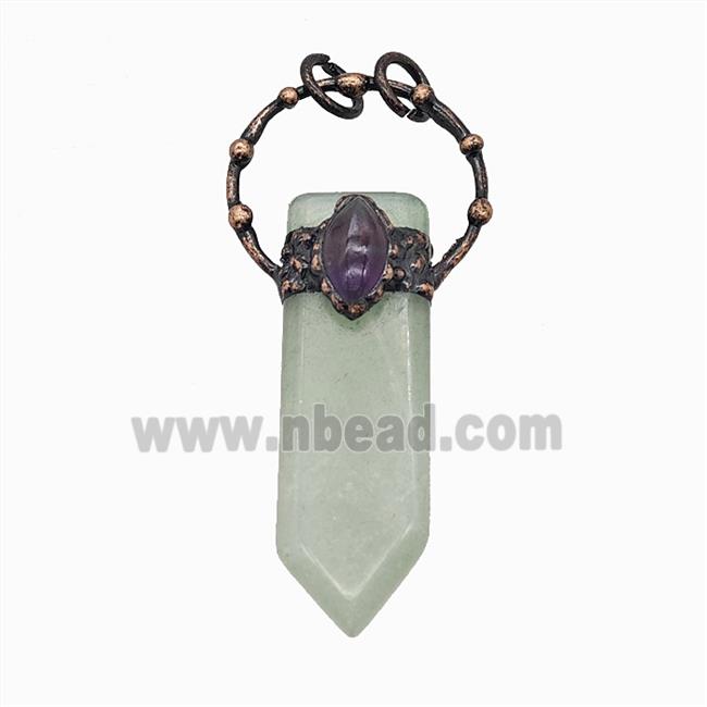 Gemstone Pendant, Red Copper Plated