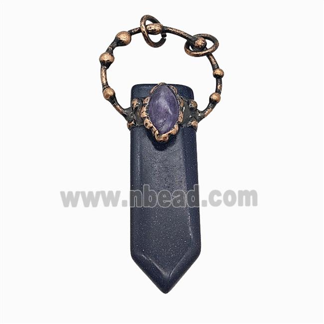 Gemstone Pendant, Red Copper Plated